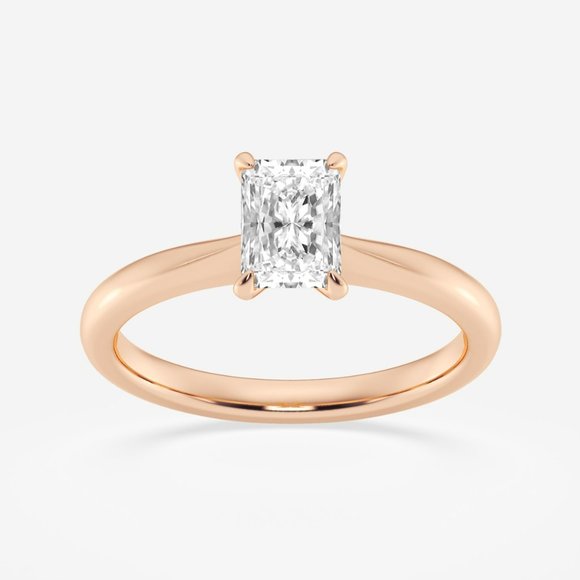 3/4 ctw Radiant Lab Grown Diamond Petite Solitaire Engagement Ring - Picture 5 of 6